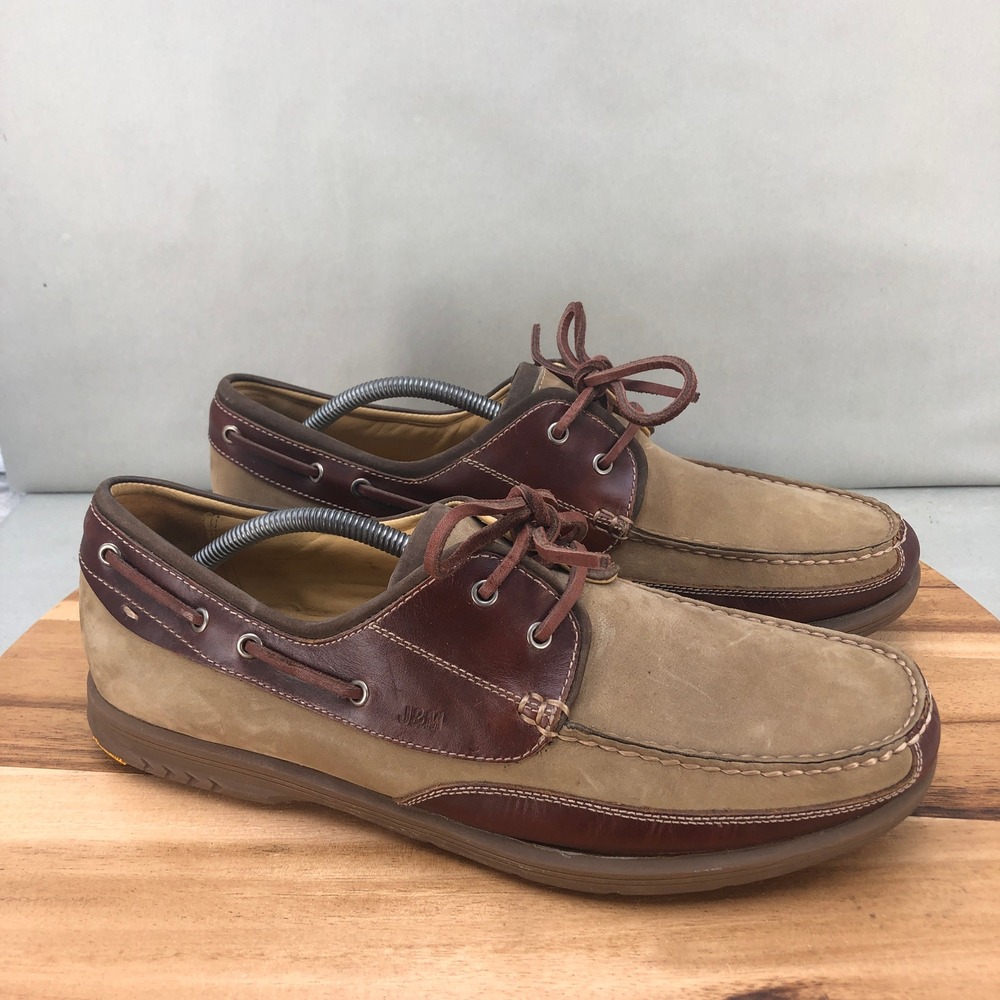 Johnston & Murphy Mens Brown Leather Suede Boat Shoes Size 12 M Comfort Cushion